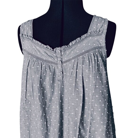 Croft & Barrow Light Blue Sleeveless Pin Tuck Polka Dot Nightgown M - Picture 3 of 8